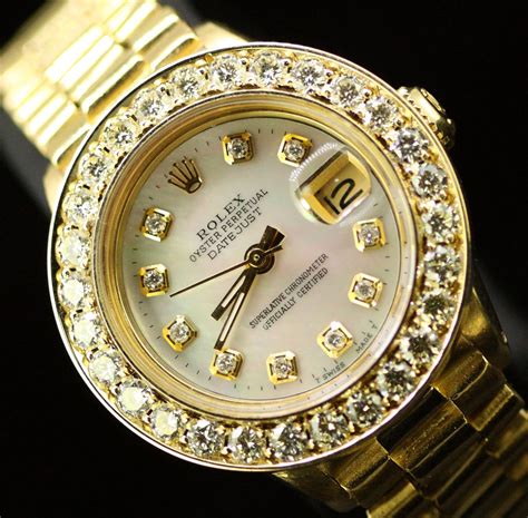 gold diamond rolex oyster perpetual datejust|rolex datejust diamond bezel aftermarket.